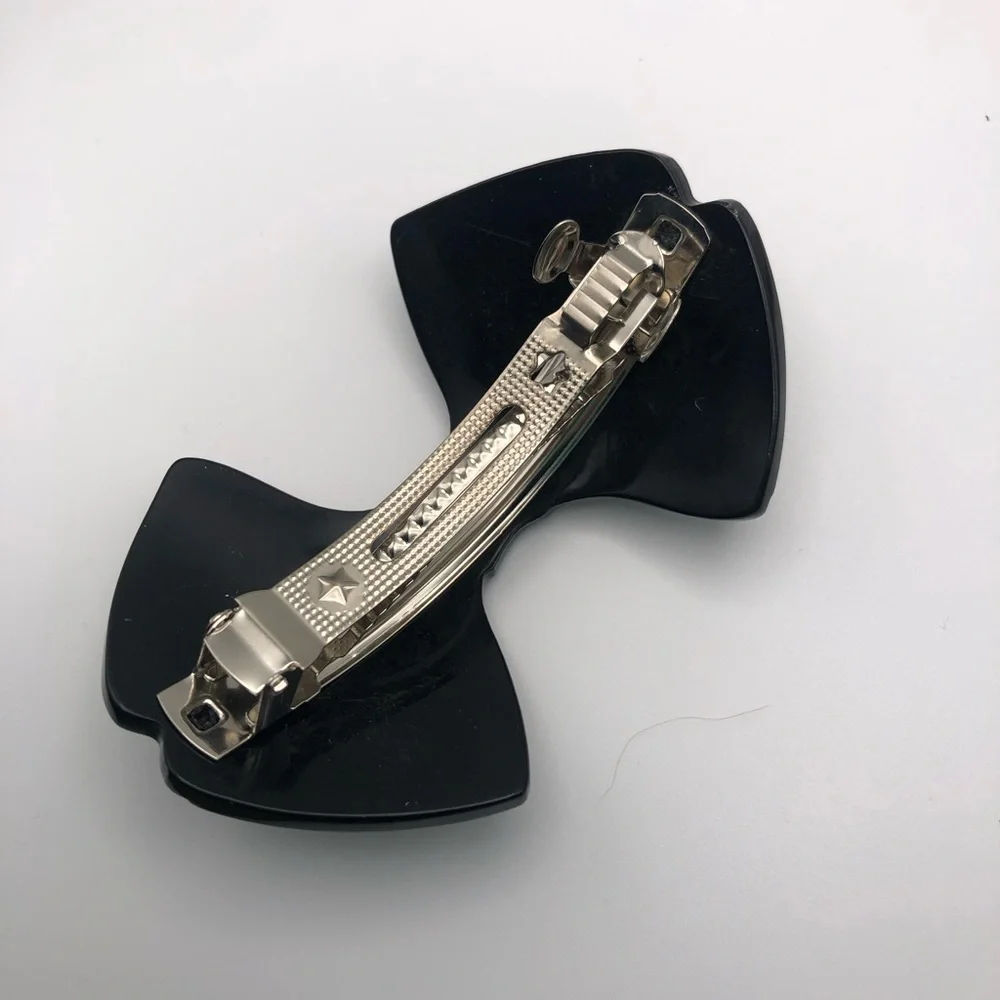 Vintage Art Deco Black Rhinestone Bow Barrette